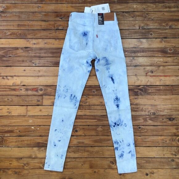 LEVI’S acid wash jeans mile stretch high super skinny high rise toe dye waist 26 - Picture 10 of 10